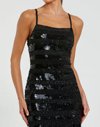 Black Embellished Spaghetti Strap Midi Dress - Designer Collection