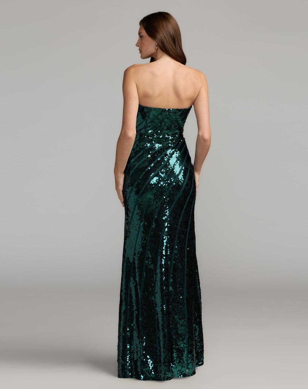 Green Strapless Sequin Trumpet Gown - Designer Collection