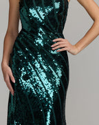 Green Strapless Sequin Trumpet Gown - Designer Collection