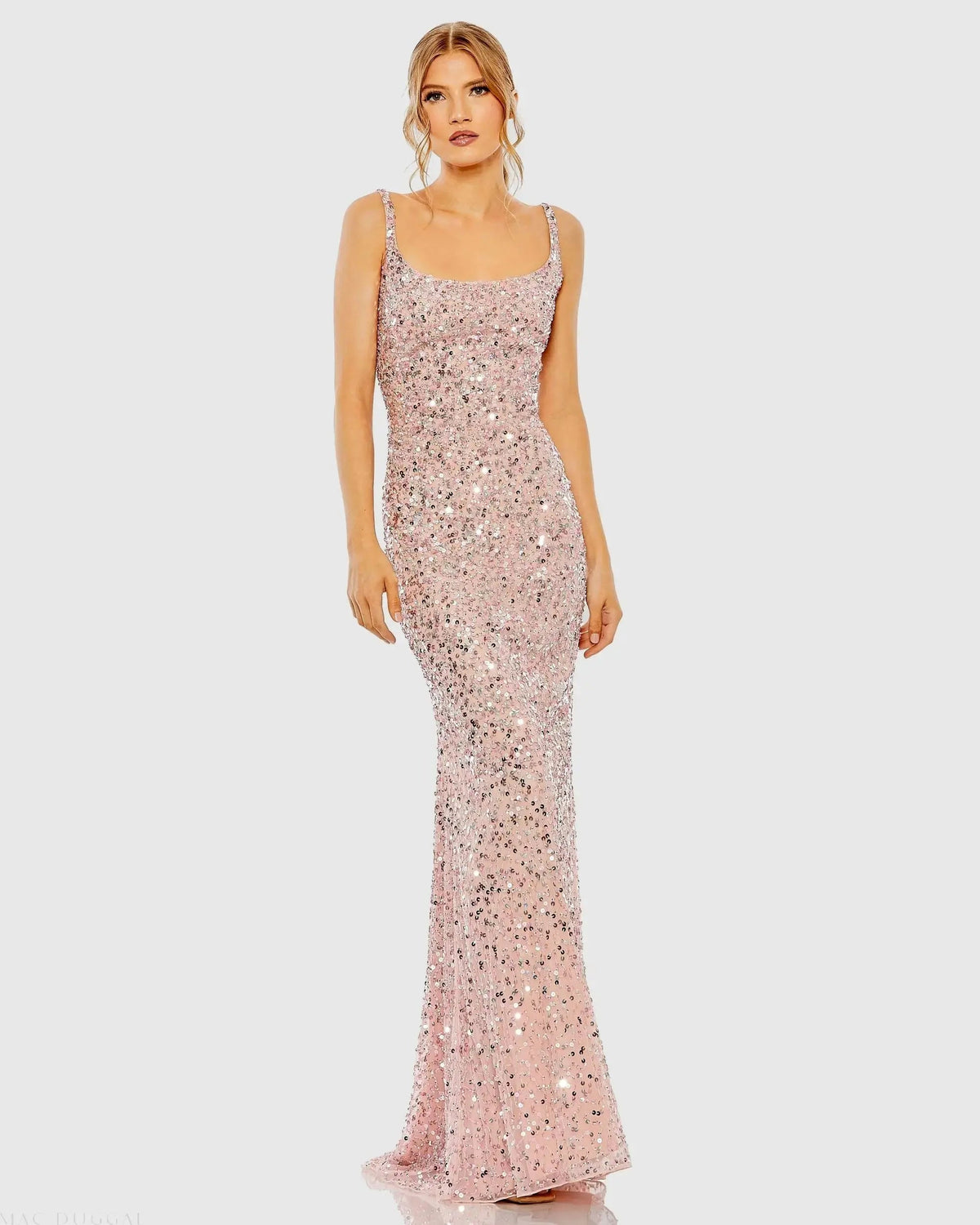 Pink Sequined Low Back Slip Gown Designer Collection