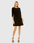 Black Embellished Crepe Cocktail Dress - Designer Collection