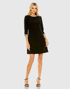 Black Embellished Crepe Cocktail Dress - Designer Collection
