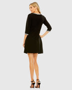 Black Embellished Crepe Cocktail Dress - Designer Collection