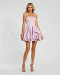 Purple Strapless Mini Dress With Rose Ruffle Detail - Contemporary Collection