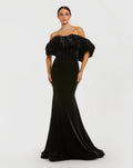 Black Off The Shoulder Velvet Bustier Mermaid Gown - Designer Collection