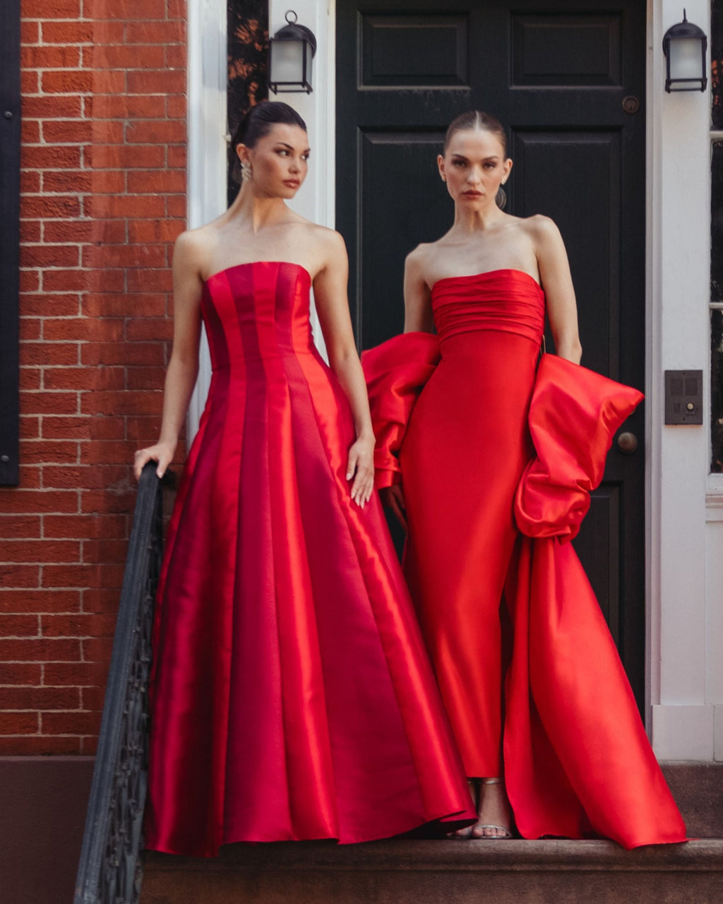 Red Strapless Mikado Panel Ball Gown - Contemporary Collection