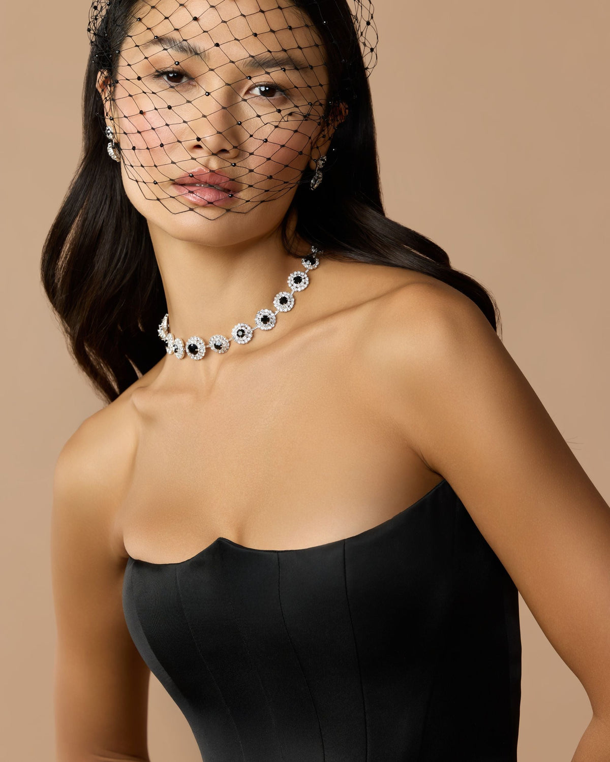 Black Strapless Satin Corset Ball Gown - Designer Collection