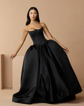 Black Strapless Satin Corset Ball Gown - Designer Collection
