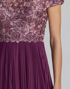 Purple Embroidered Cap Sleeve Pleated Gown Designer Collection