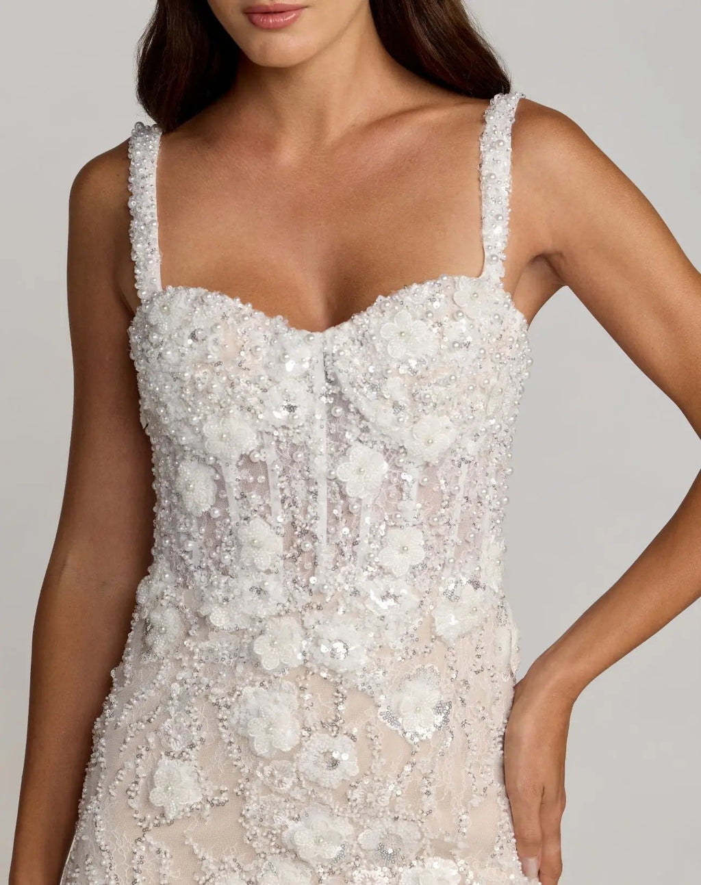 Ivory Embellished Lace Sleeveless Midi Dress - Designer Collection