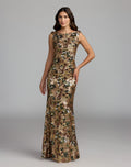 Floral Sequin Cowl Back Mermaid Gown - Contemporary Collection