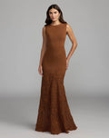 Brown Sleeveless Lace Mermaid Gown - Contemporary Collection