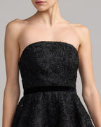 Black Strapless Bubble Hem Mini Dress Designer Collection