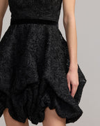 Black Strapless Bubble Hem Mini Dress Designer Collection