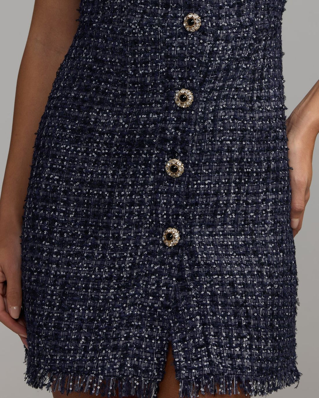 Navy Sequin Boucle Collared Mini Dress - Contemporary Collection