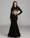 Black Crystal Embellished Illusion Jersey Gown Contemporary Collection
