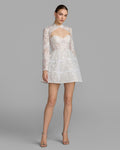 White Long Sleeve Lace A-Line Mini Dress - Designer Collection
