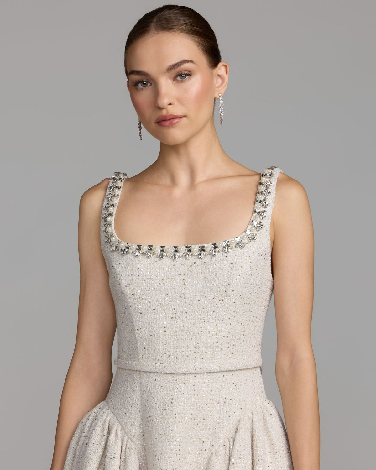 Ivory Embellished Boucle Mini Dress -Contemporary Collection
