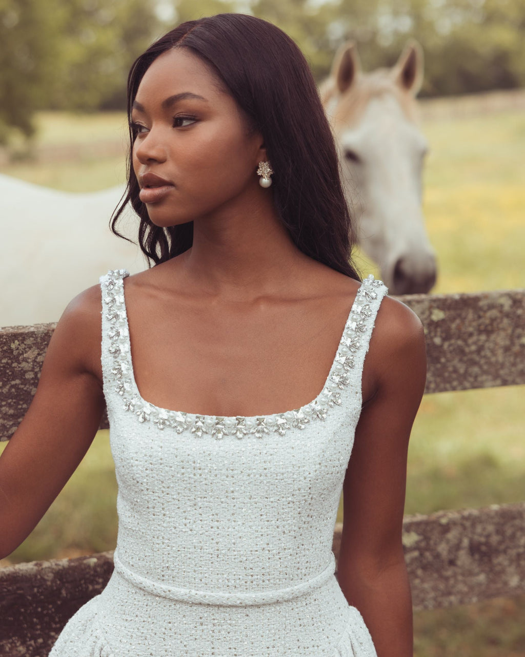 Ivory Embellished Boucle Mini Dress -Contemporary Collection