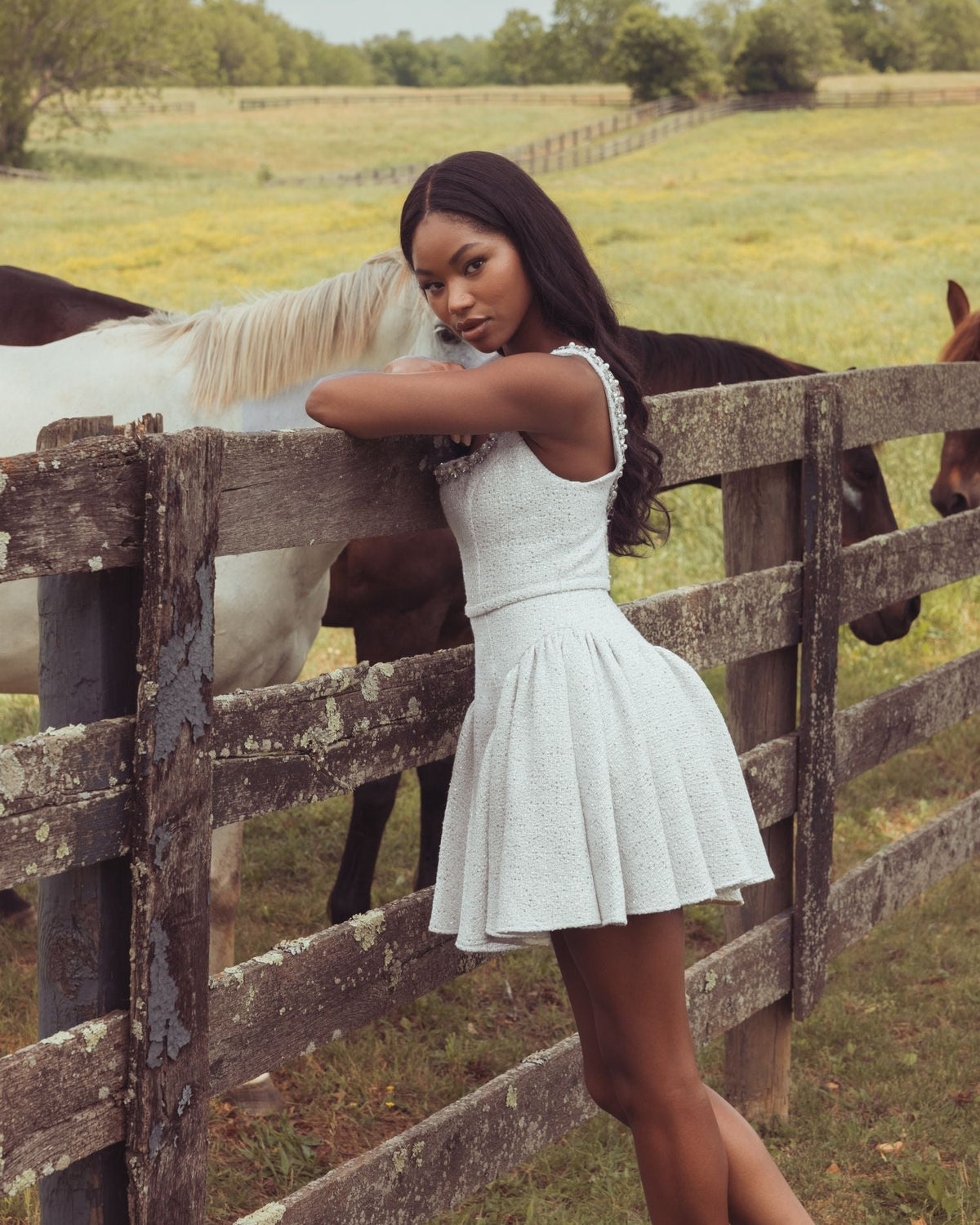 Ivory Embellished Boucle Mini Dress -Contemporary Collection