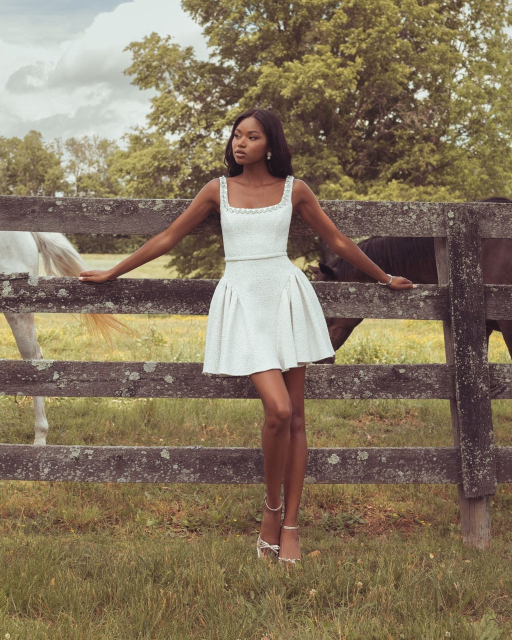Ivory Embellished Boucle Mini Dress -Contemporary Collection