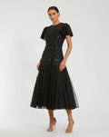 Black Beaded Fringe Midi Dress Designer Collection