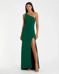 Green Jersey One Shoulder Draped Back Gown - Contemporary Collection