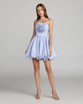 Blue Strapless Bubble Hem Mini Dress Contemporary Collection