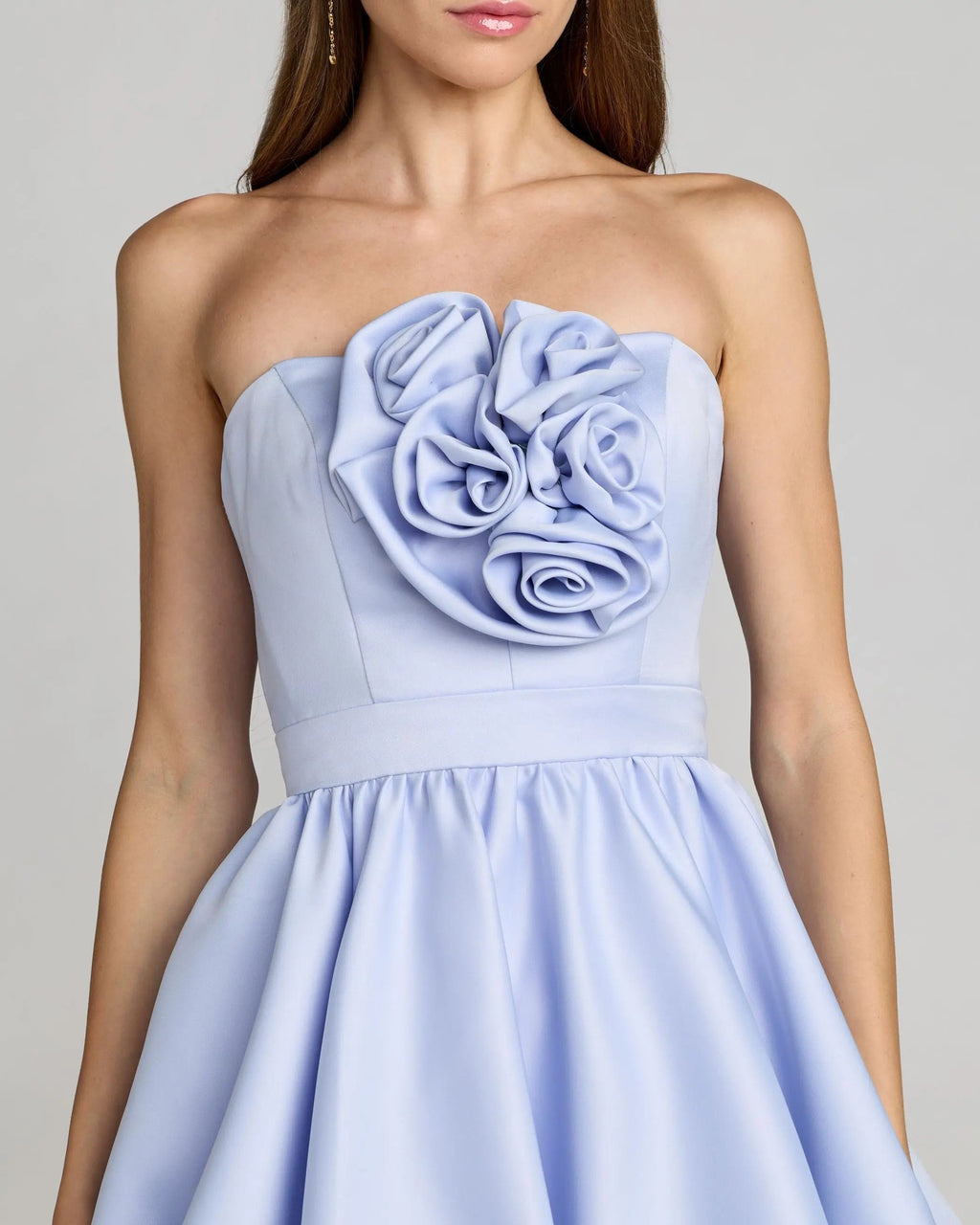 Blue Strapless Bubble Hem Mini Dress Contemporary Collection
