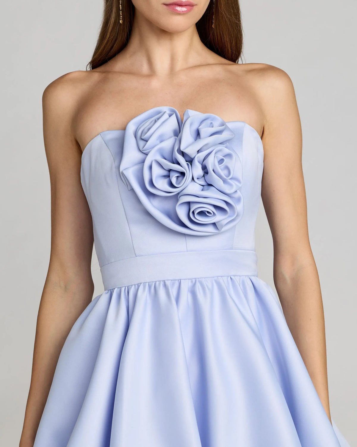 Blue Strapless Bubble Hem Mini Dress Contemporary Collection