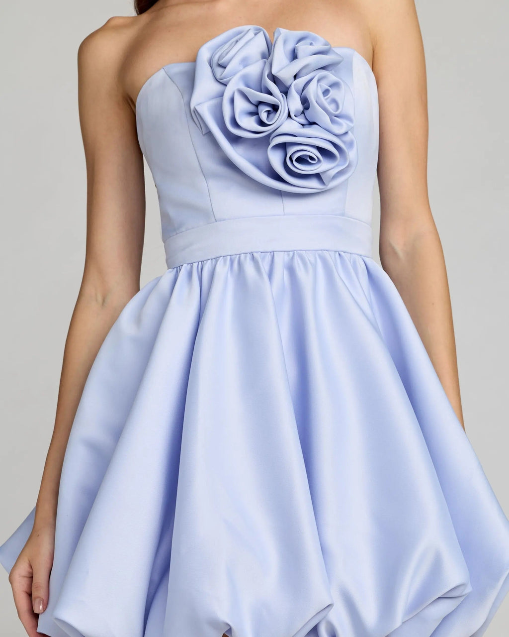 Blue Strapless Bubble Hem Mini Dress Contemporary Collection