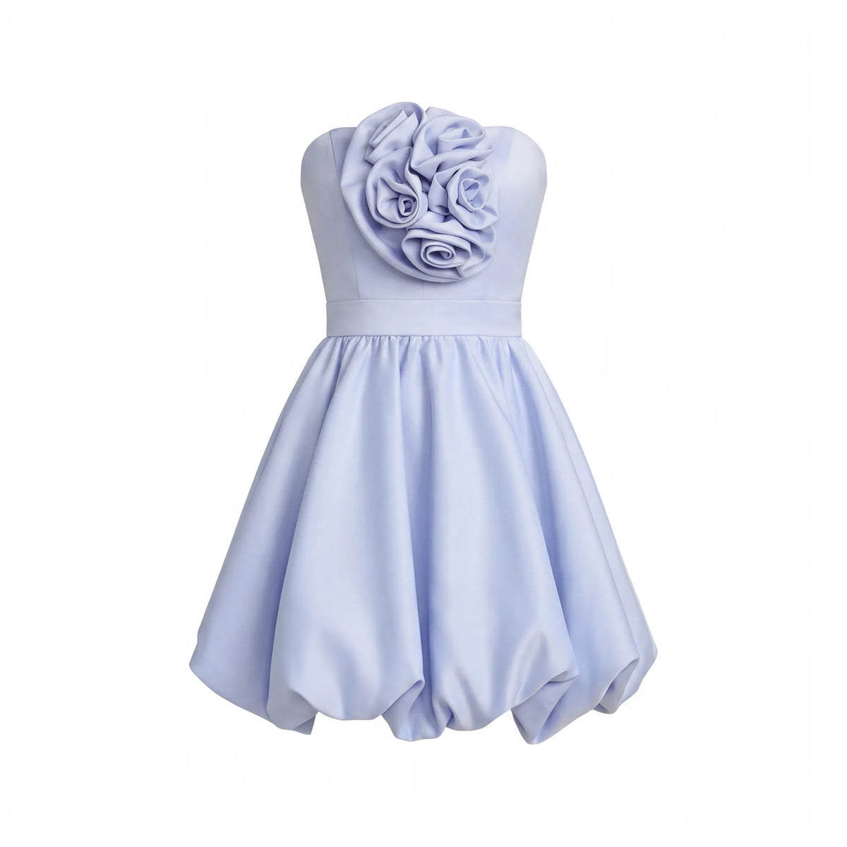 Blue Strapless Bubble Hem Mini Dress Contemporary Collection