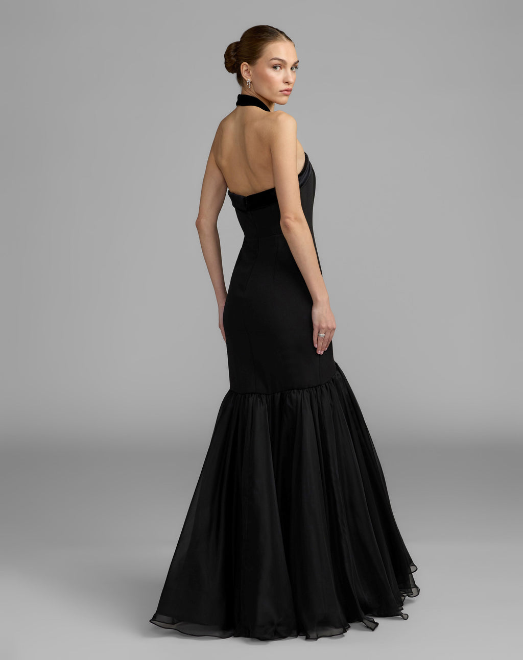 Black Halter Mermaid Gown With Bow - Contemporary Collection