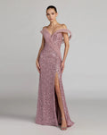 Pink Embellished Strapless Gown with Sculptural Drape - Designer Collection
