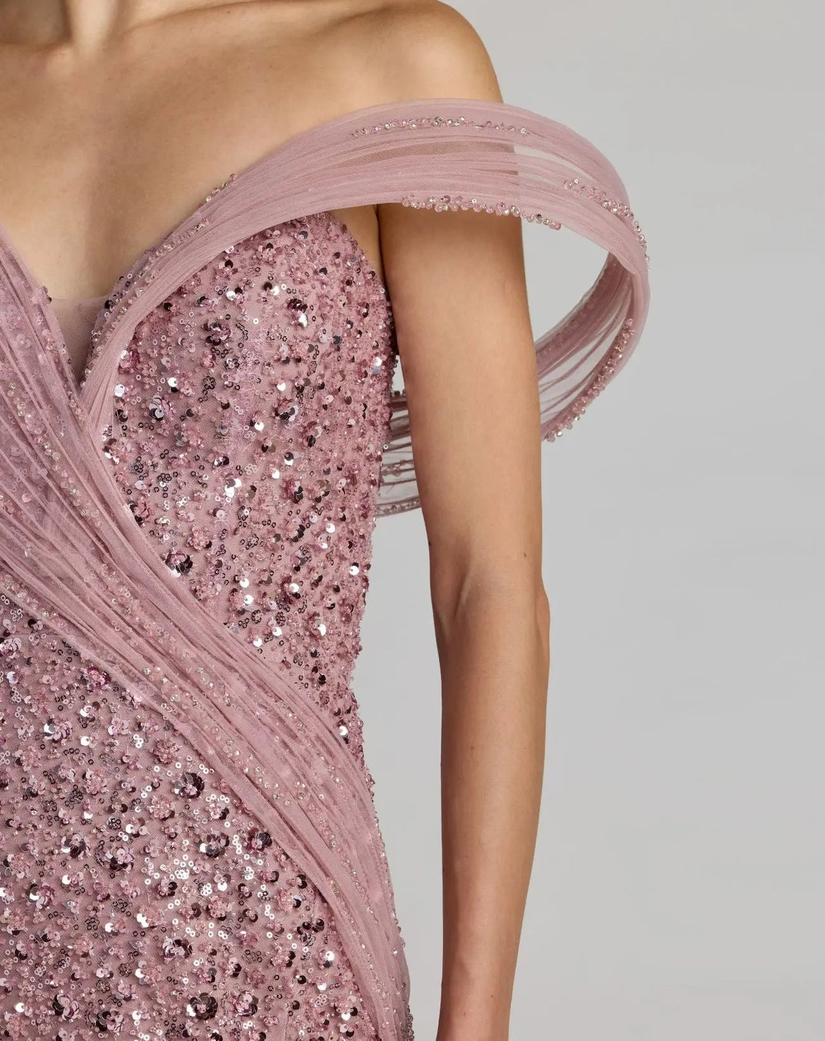 Pink Embellished Strapless Gown with Sculptural Drape - Designer Collection