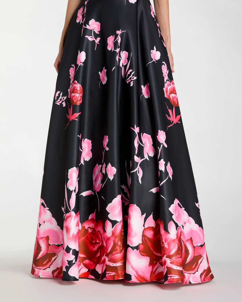 Black Square Neck Floral Print Ball Gown Contemporary Collection