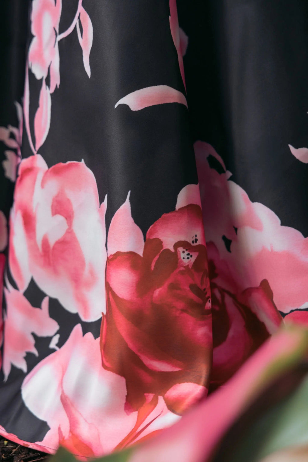 Black Square Neck Floral Print Ball Gown Contemporary Collection