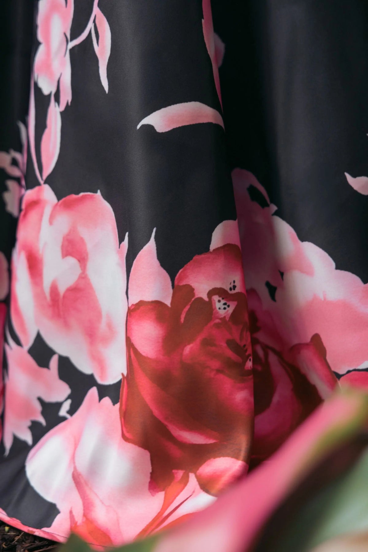 Black Square Neck Floral Print Ball Gown Contemporary Collection