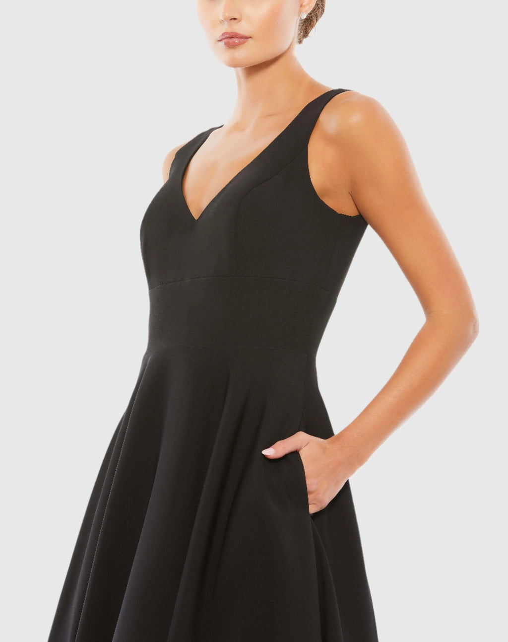 Black Classic Sleeveless A-Line Gown with Pockets - Contemporary Collection