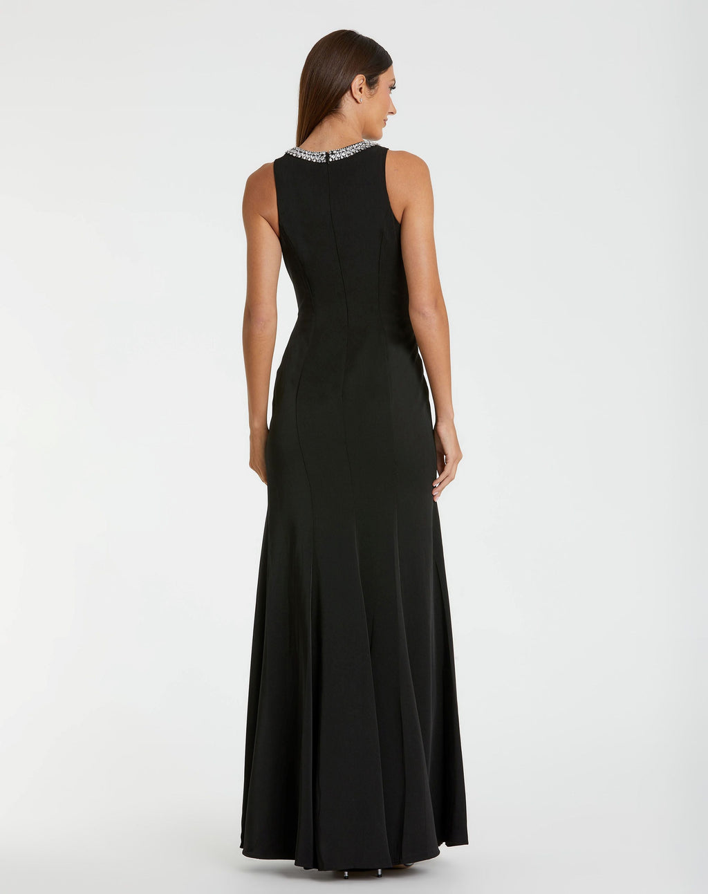 Black Embellished Neck Trumpet Gown Contemporary Collection