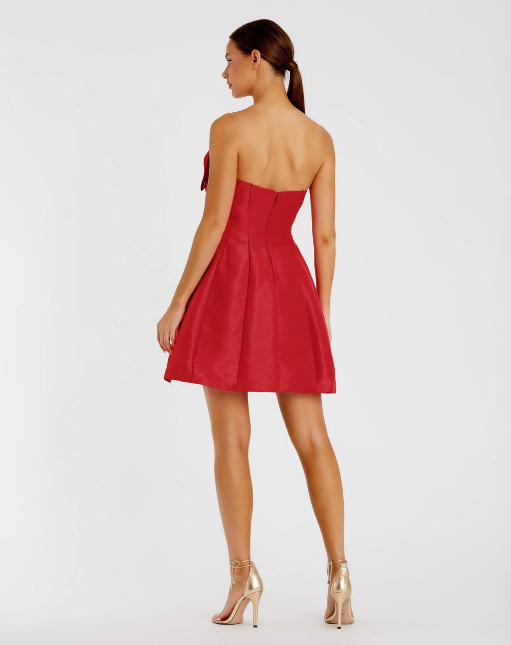 Red Strapless Oversized Bow Fit & Flare Mini Dress Contemporary Collection