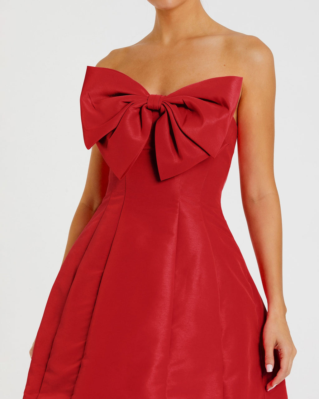 Red Strapless Oversized Bow Fit & Flare Mini Dress Contemporary Collection
