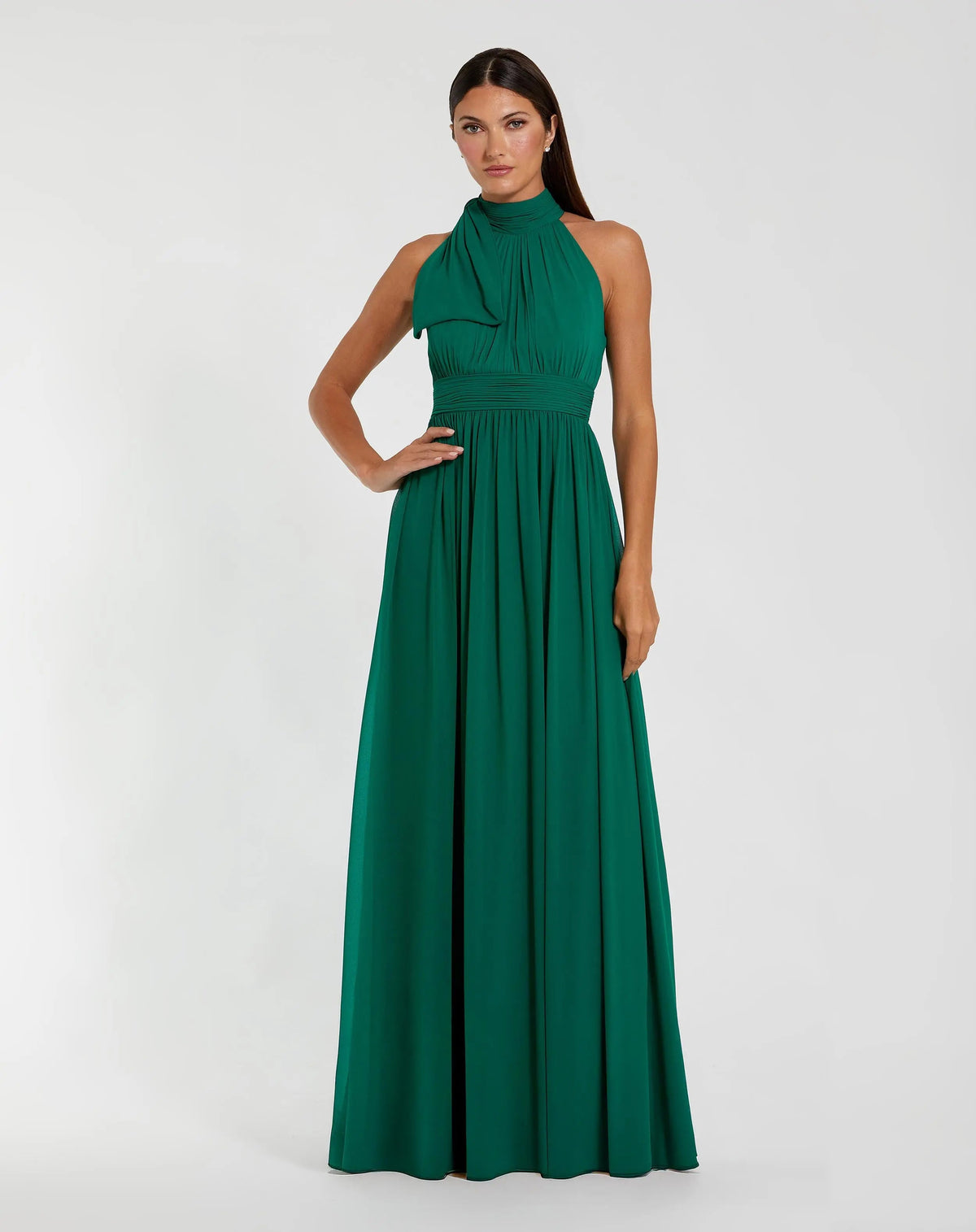 Green High Neck Chiffon Gown - Contemporary Collection