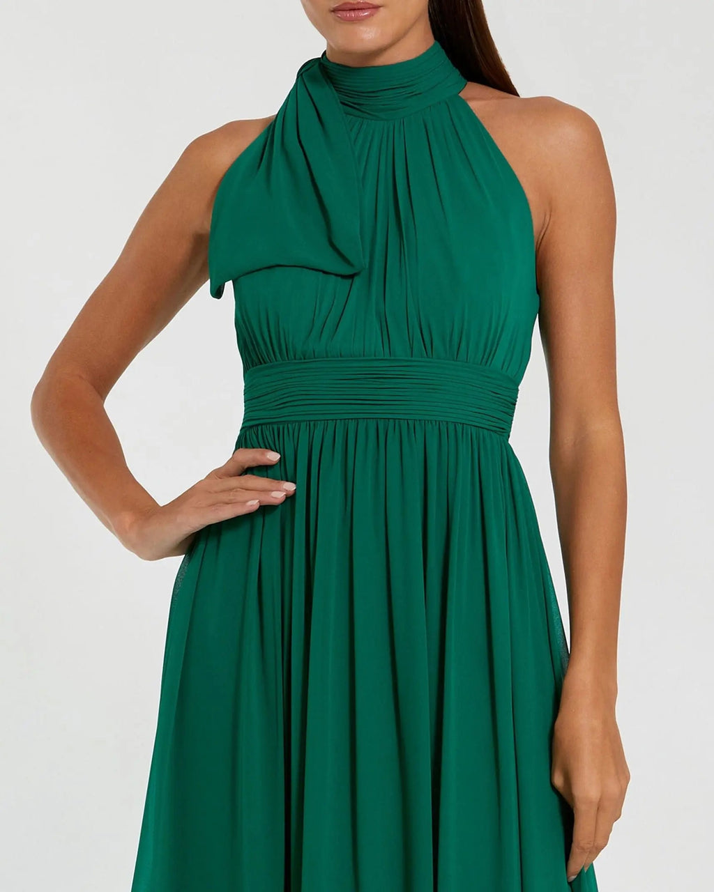 Green High Neck Chiffon Gown - Contemporary Collection