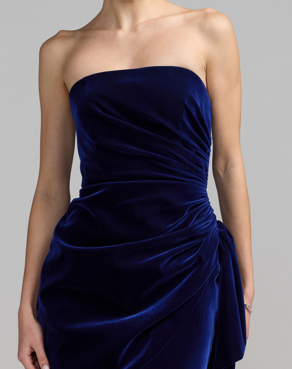 Blue Strapless Velvet Wrap Mini Dress - Contemporary Collection