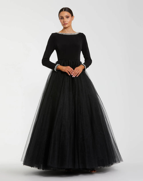 Black Long Sleeve Tulle Ball Gown - Contemporary Collection
