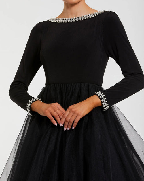 Black Long Sleeve Tulle Ball Gown - Contemporary Collection