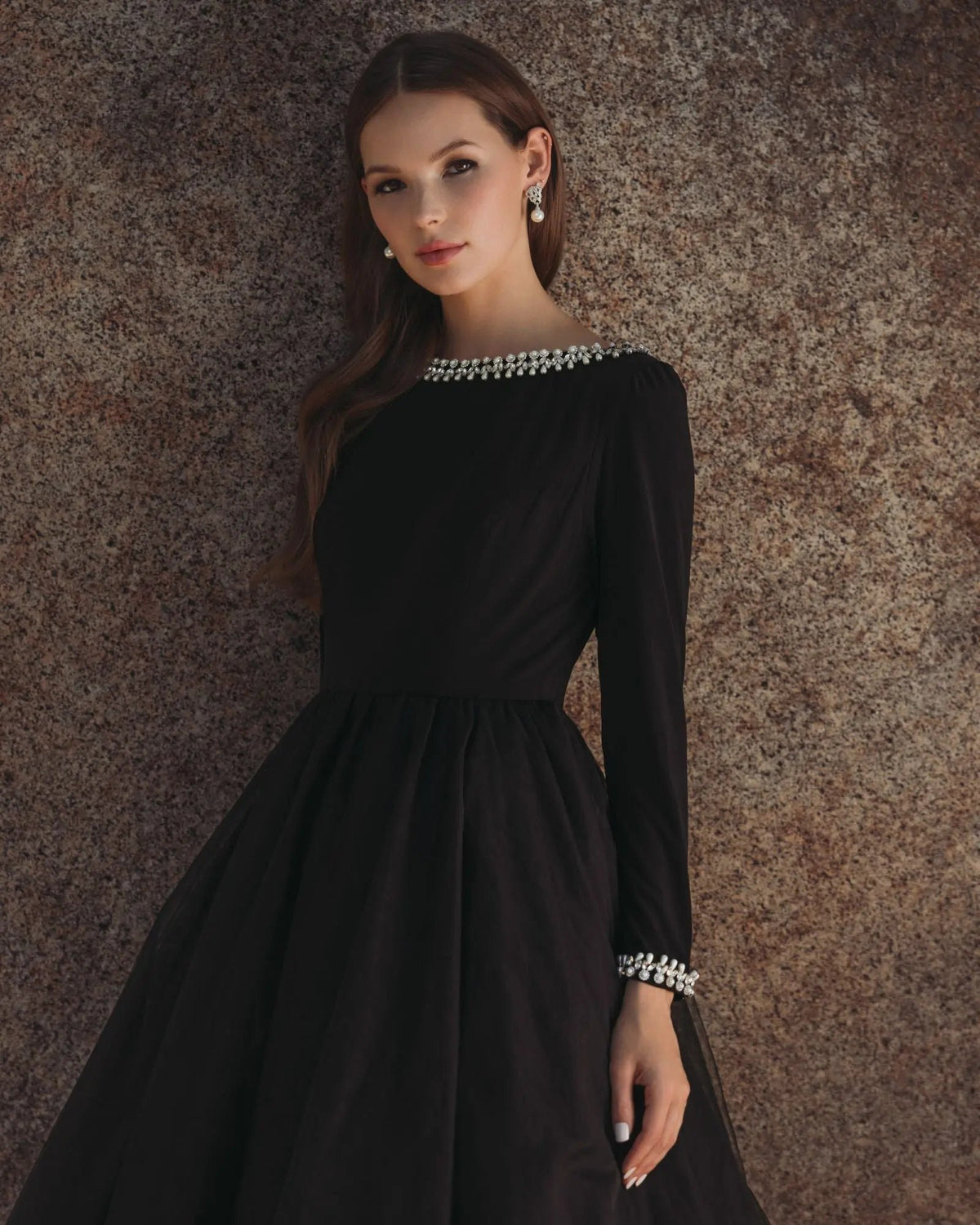 Black Long Sleeve Tulle Ball Gown - Contemporary Collection