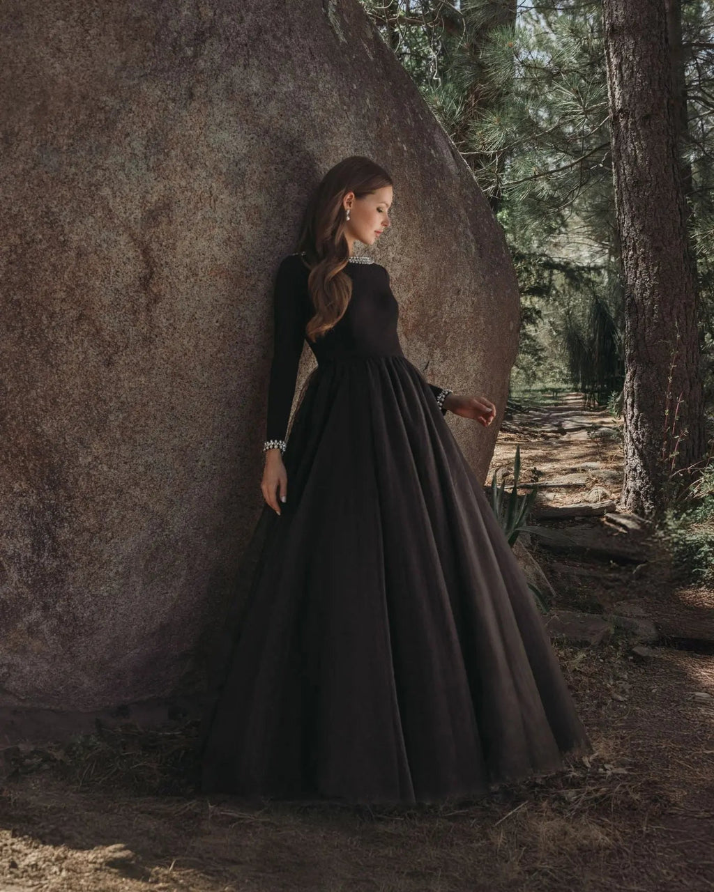 Black Long Sleeve Tulle Ball Gown - Contemporary Collection