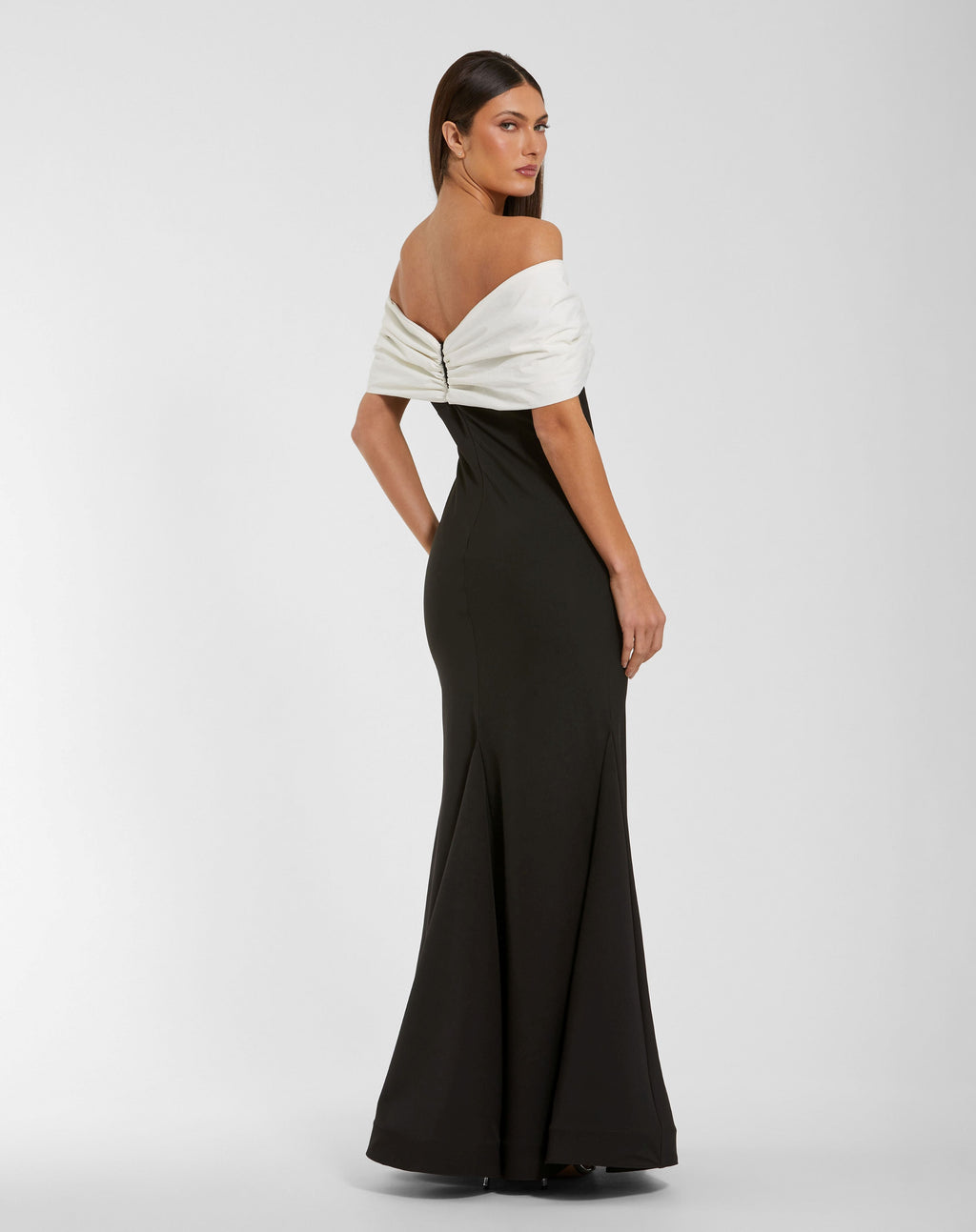 Black Off The Shoulder Mermaid Gown With Bow - Contemporary Collection